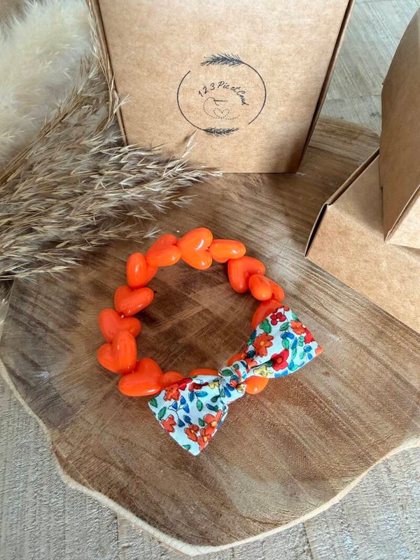 Coeur Orange "fleurs"
