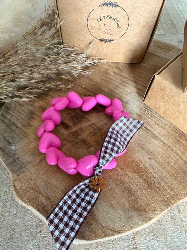 Coeur rose fuchsia "charm fleur"