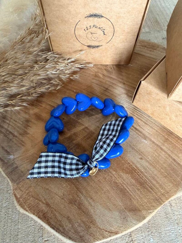 Coeur bleu roi "vichy"