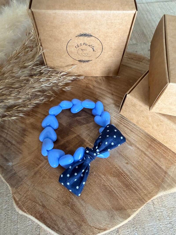 Coeur bleu azur "pois"