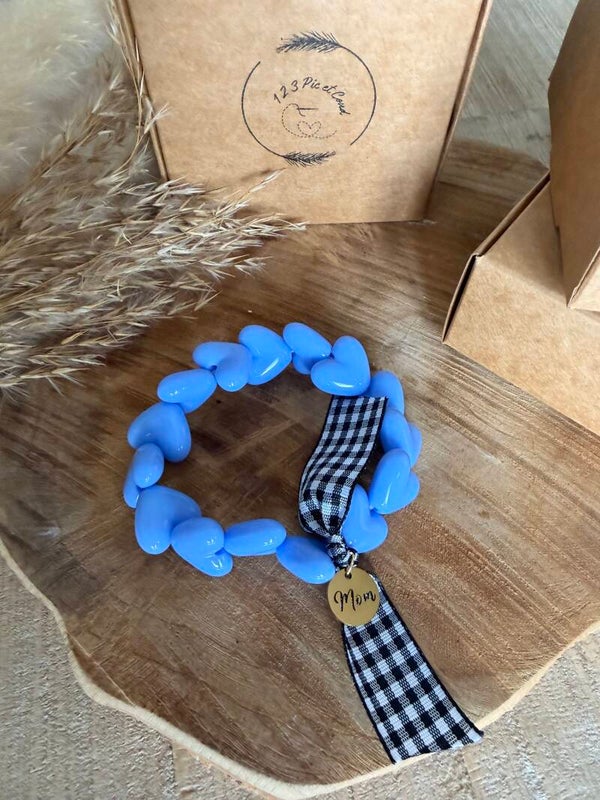 Coeur bleu azur "Mom"