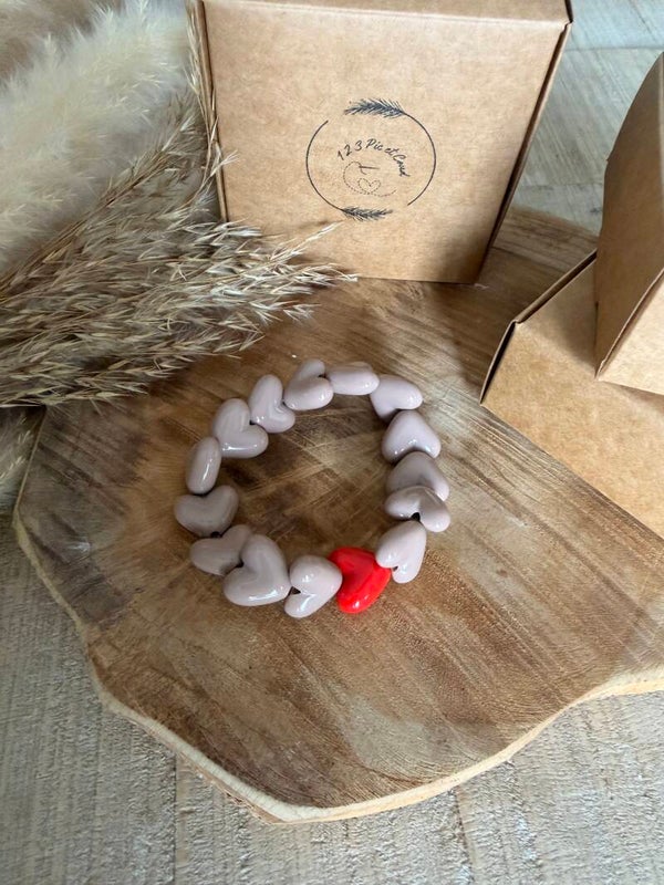 Coeur cappuccino /rouge