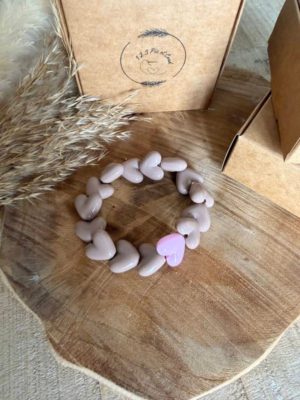 Coeur cappuccino/rose Pâle