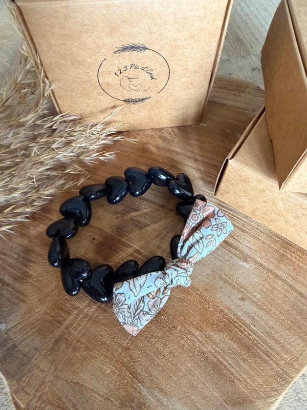 Coeur noir "fleurs"