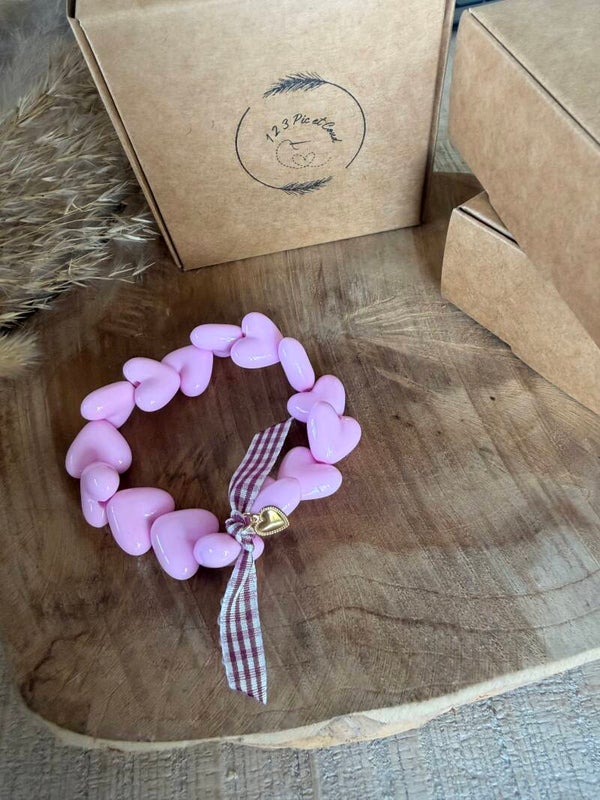 Coeur rose pâle "vichy"