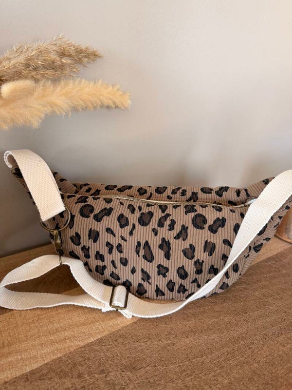 Sac velours leopard