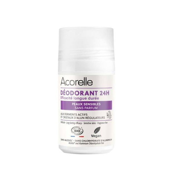 Déodorant roll-on 24h peaux sensibles certifié bio / Protection douce longue durée
