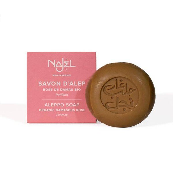 Savon d'Alep à la rose de Damas bio / Savon purifiant, doux et naturel
