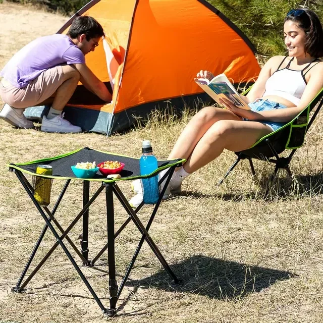 Table de Camping Pliable en Tissu avec Housse