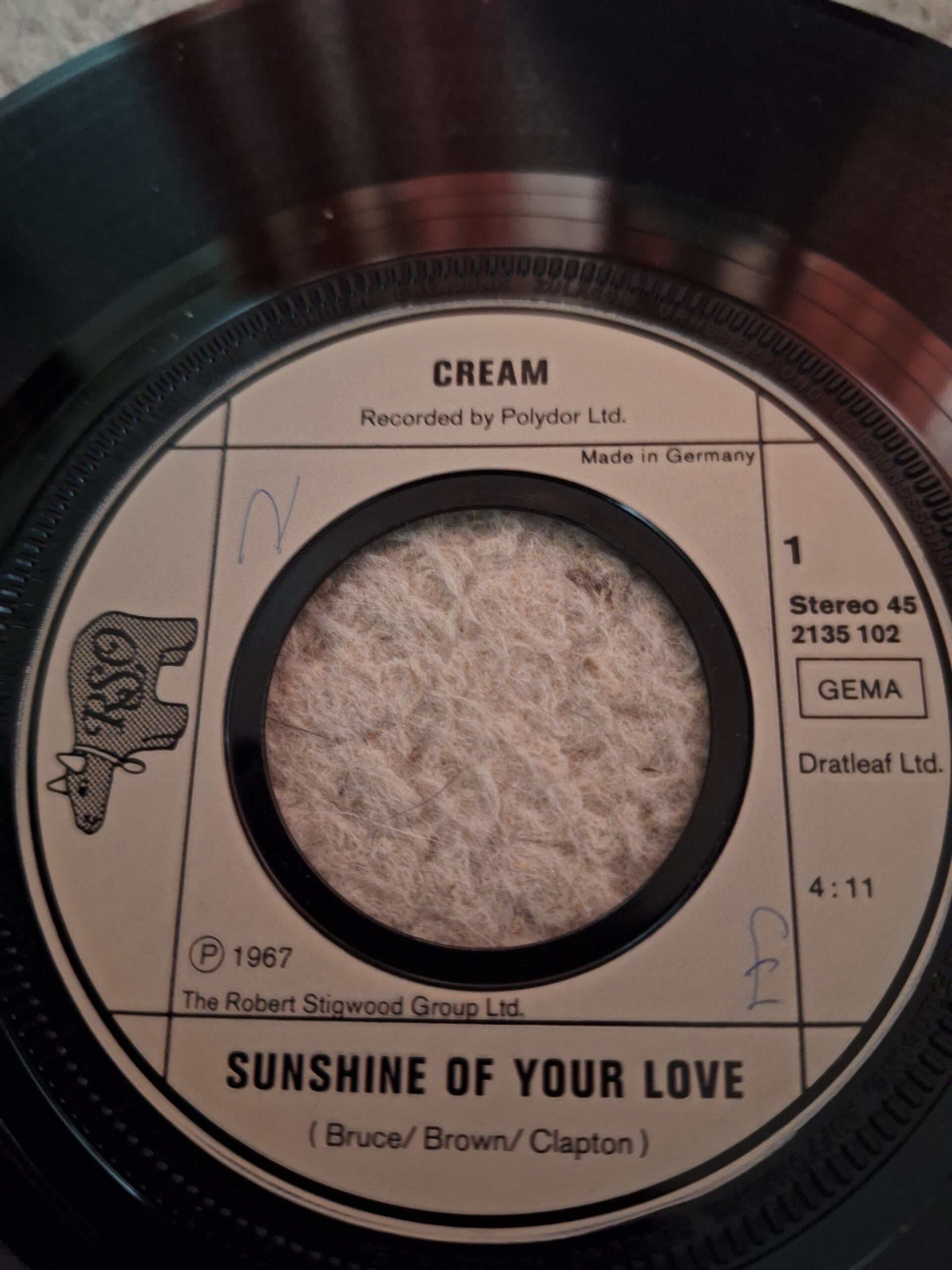 Single Cream. Sunshine of your love