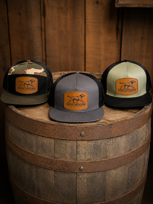 The Decky 1133 - Blank 7 Panel Trucker Flat Bill Snapback Custom Leatherette Patch Hat