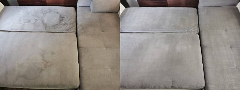 Kanapa narożna uprana w firmie Pulito