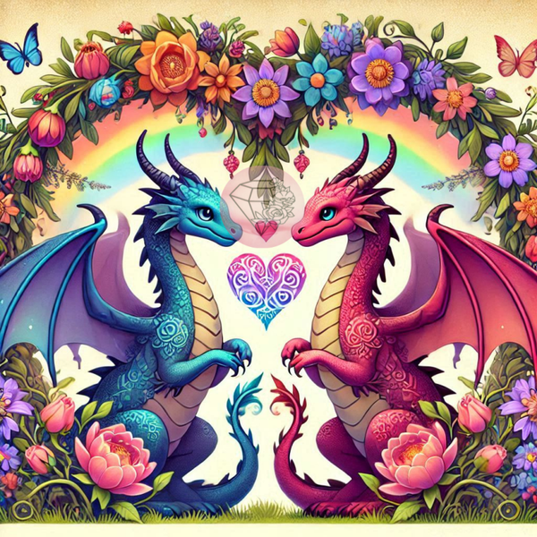 L'amour des dragons 70x70cm