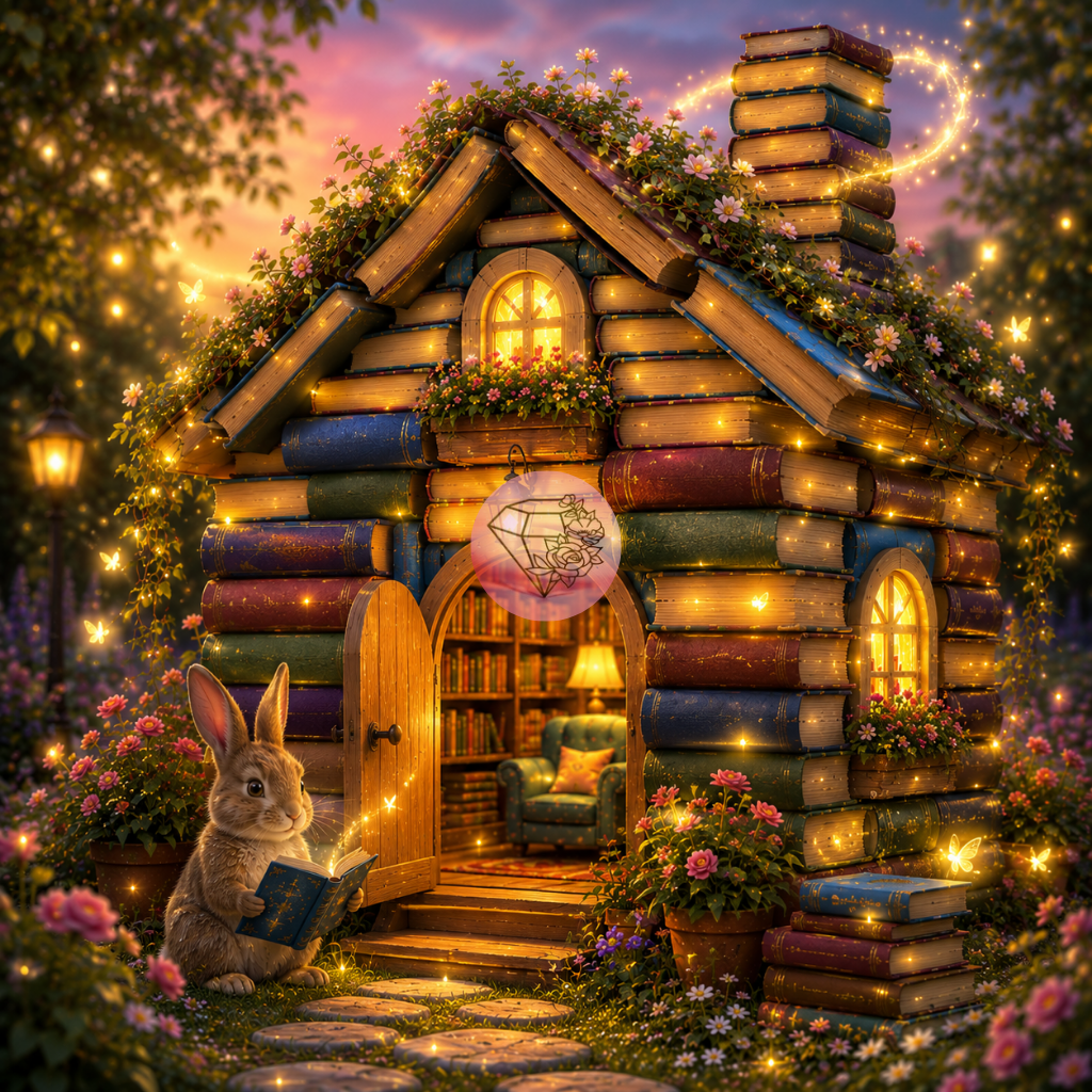 La maison livresque - 70x70cm