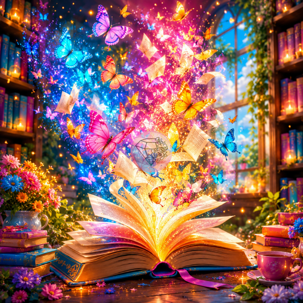 Le livre enchanté - 70x70cm