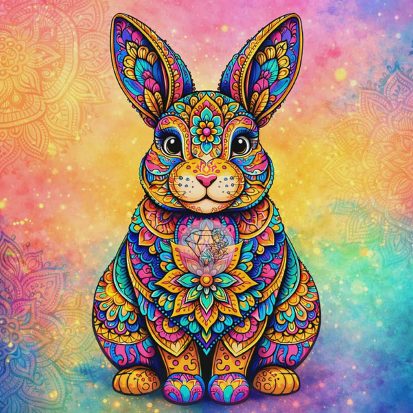 Arc-en-lapin - 50x50cm