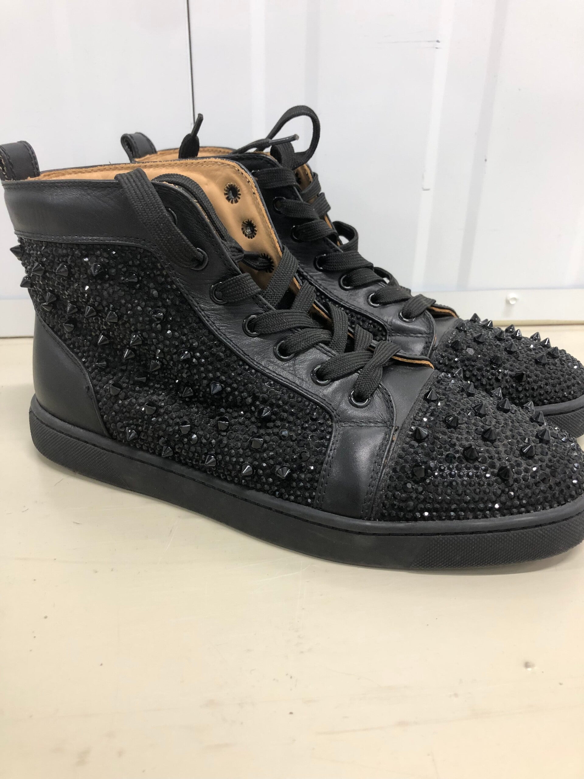Christian Louboutin Louis Strass & Spikes High-Top Sneakers - Nathalie & Nick
