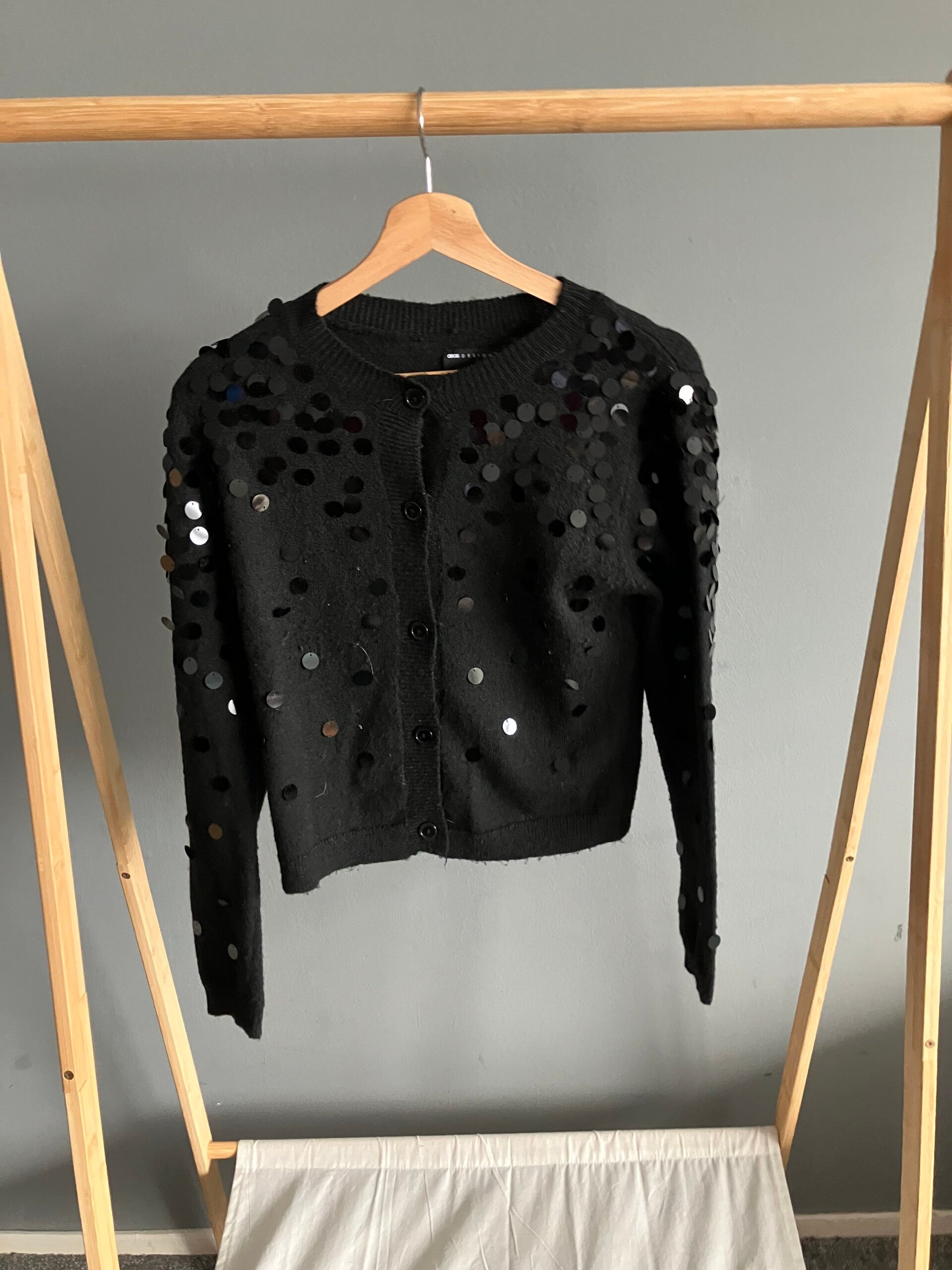 ASOS Design Pailletten Crop Cardigan Black - Melissa