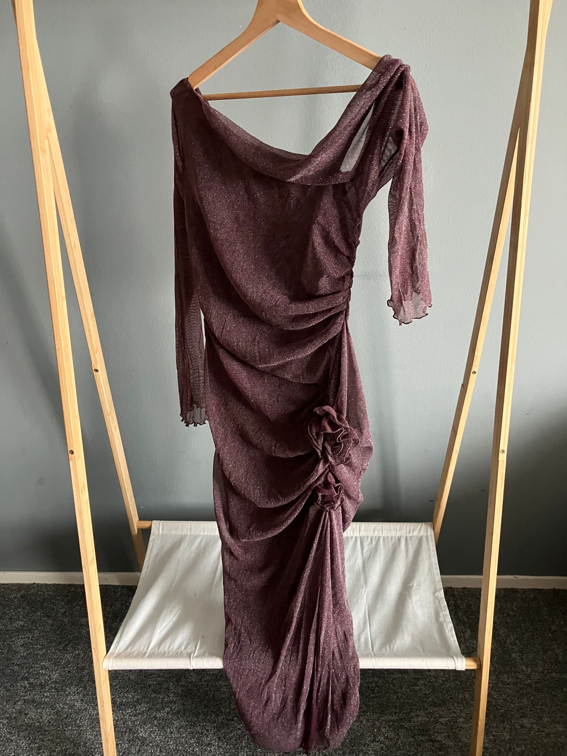 ASOS Design One-Shoulder Glitter Maxi Dress - Melissa
