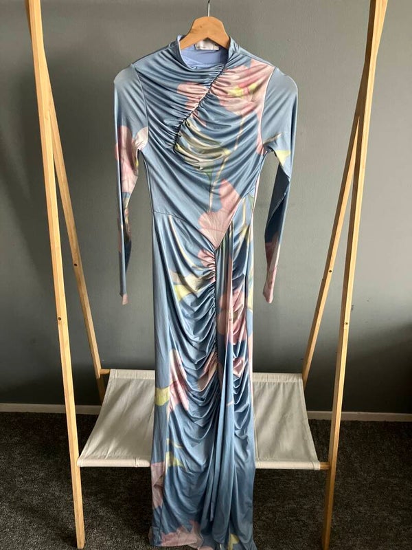 Nieuw ASOS Design Floral Ruched High-Neck Maxi Dress - Melissae