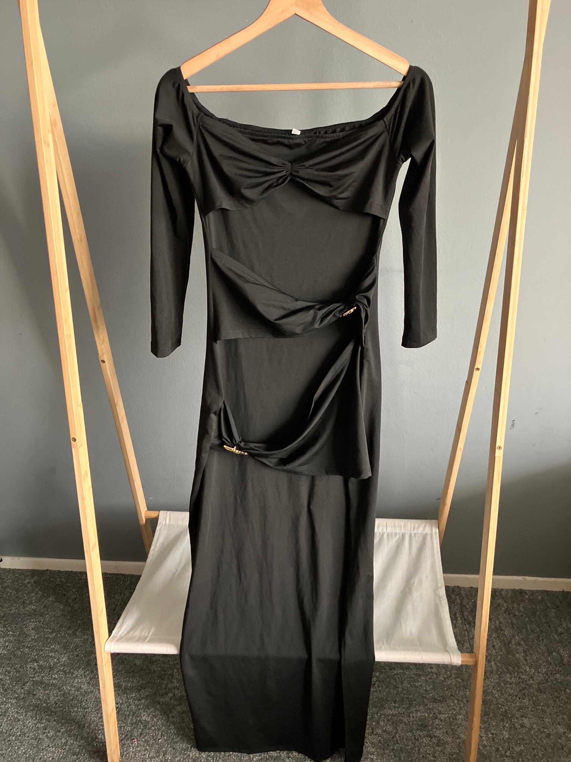 Cut-Out Ruched Maxi Dress Black - Melissa