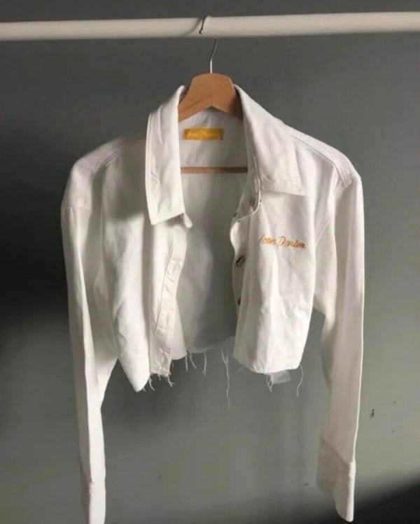 Icon Denim Cropped Wit Spijkerjasje - Sarah Puttemans