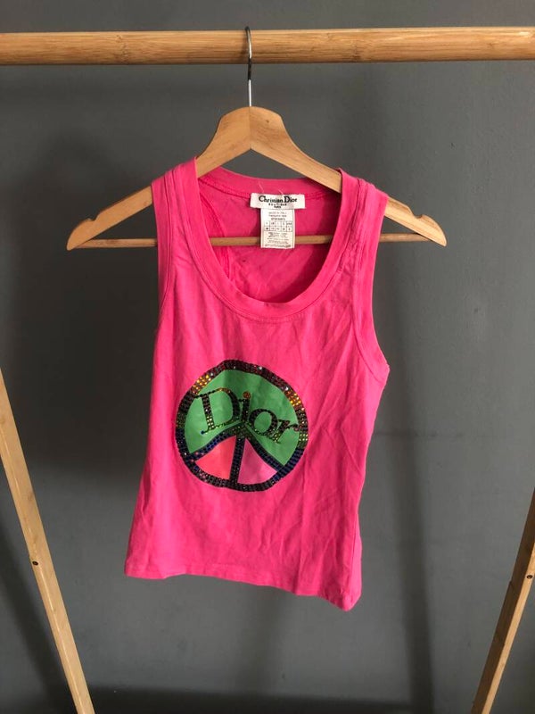 Vintage Christian Dior peace strass top roze – Rose Bertram