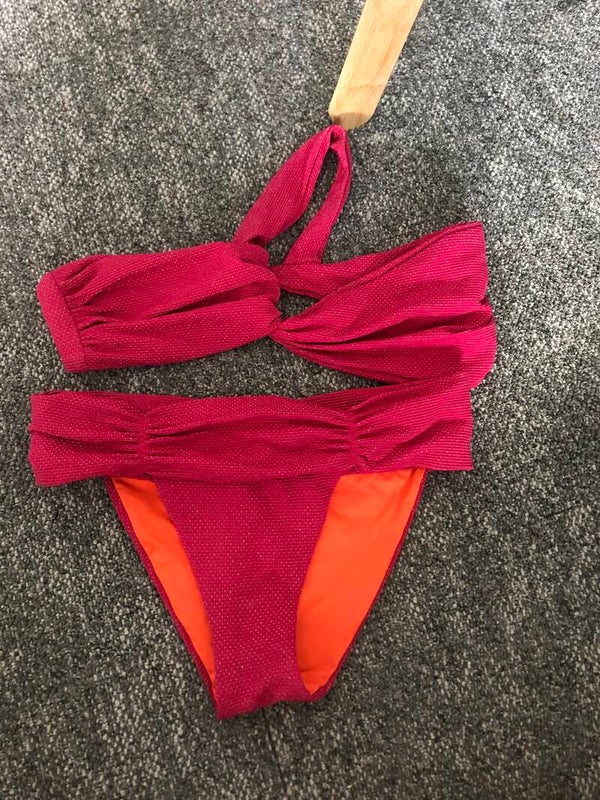 MEYIA metallic glitter bandeau bikini fuchsia – Rose Bertram