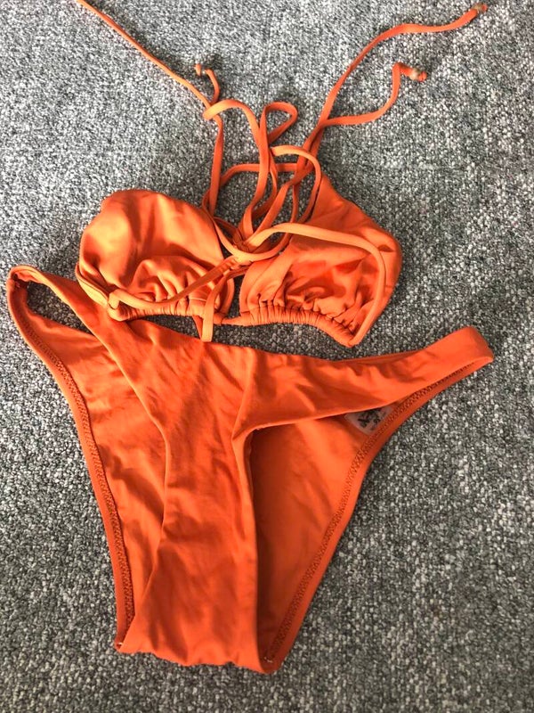 Alex Swimwear strappy bikini oranje – Rose Bertram