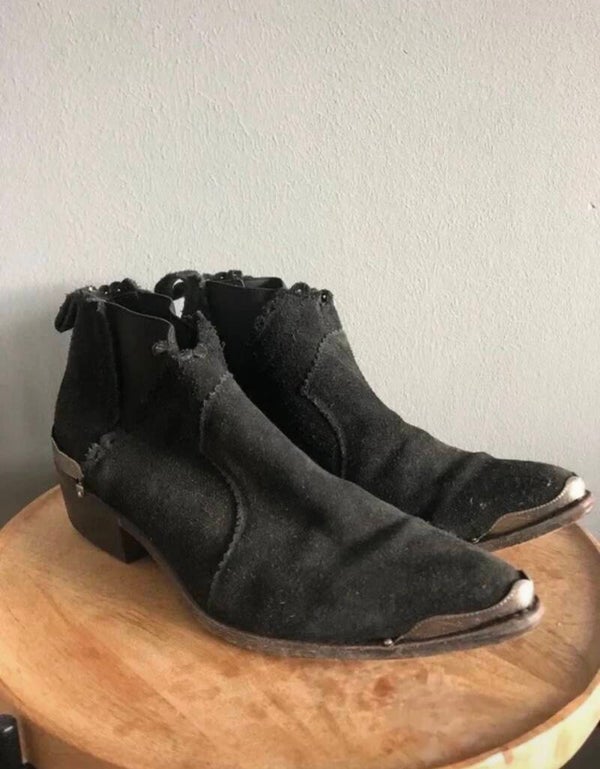 Suede Cowboy Ankle Boots Black - Roos Reedijk