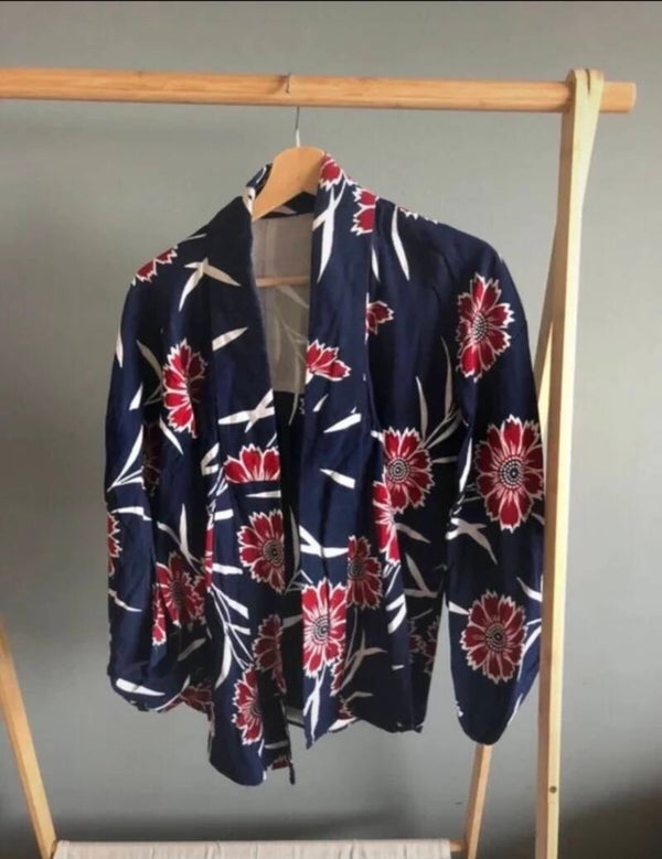 Floral Kimono Jacket Navy - Roos Reedijk