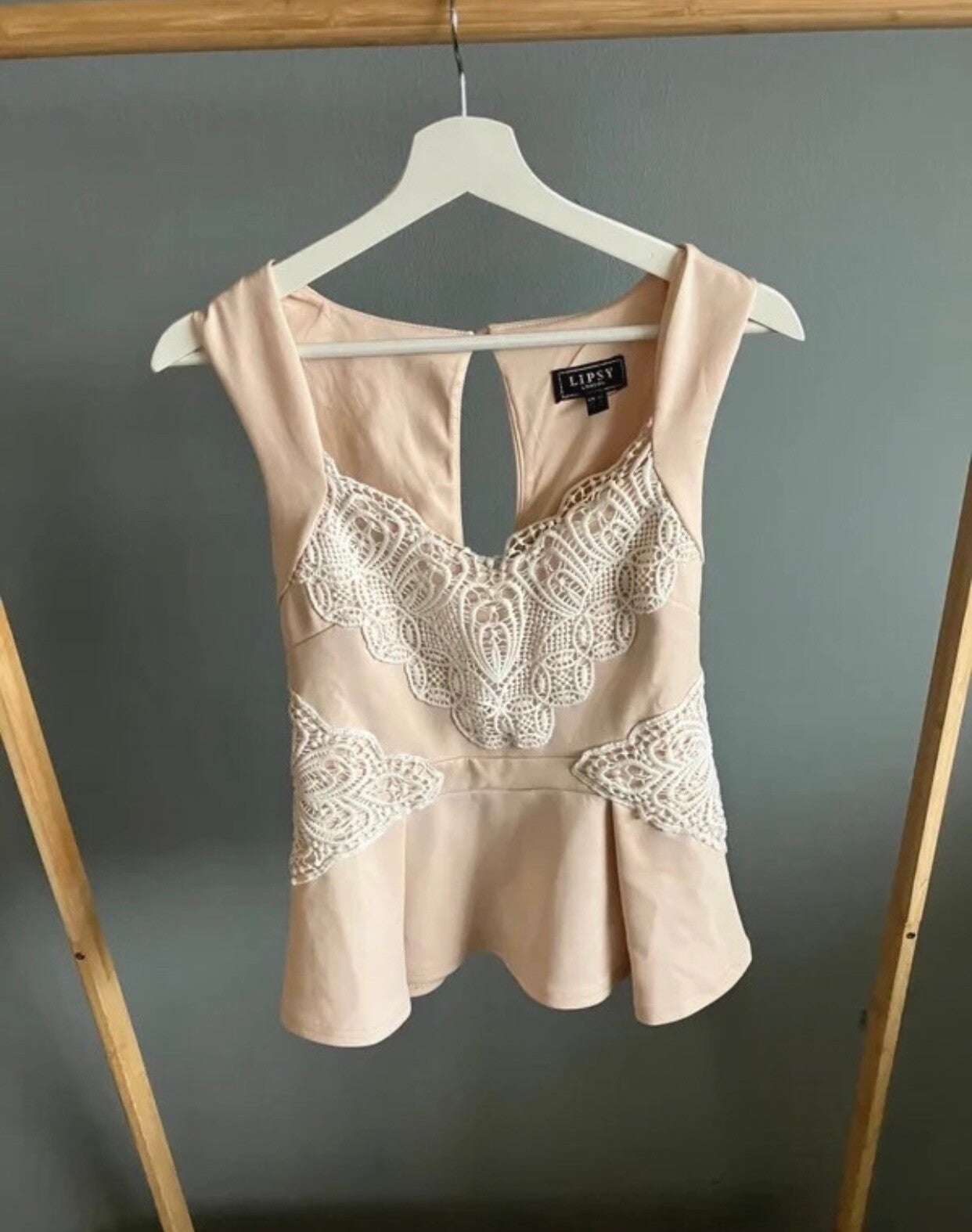 Lipsy London Lace Peplum Top Nude - Kelly Heruer