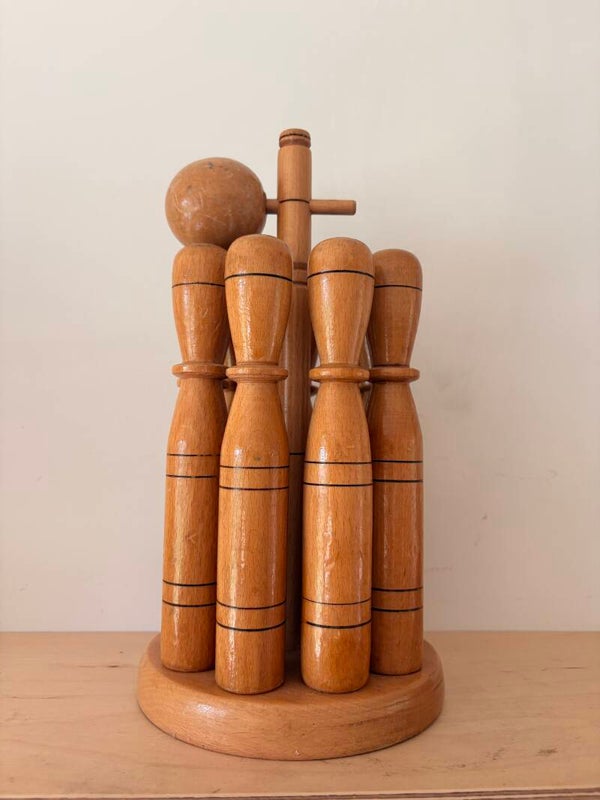 vintage wooden bowling set