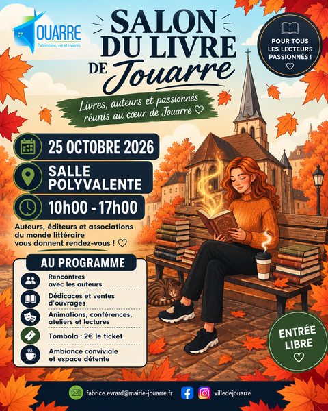 Prochain salon du livre de Jouarre le 25/10/2026