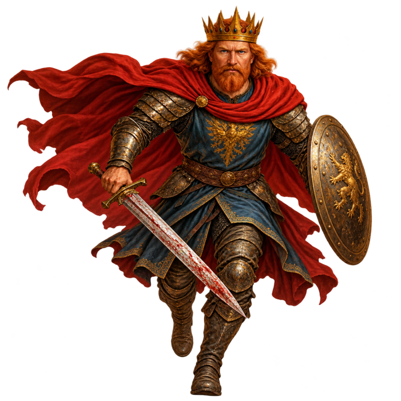Le Roi Léonus, souverain au regard farouche, incarne le souffle épique de Lomaré.