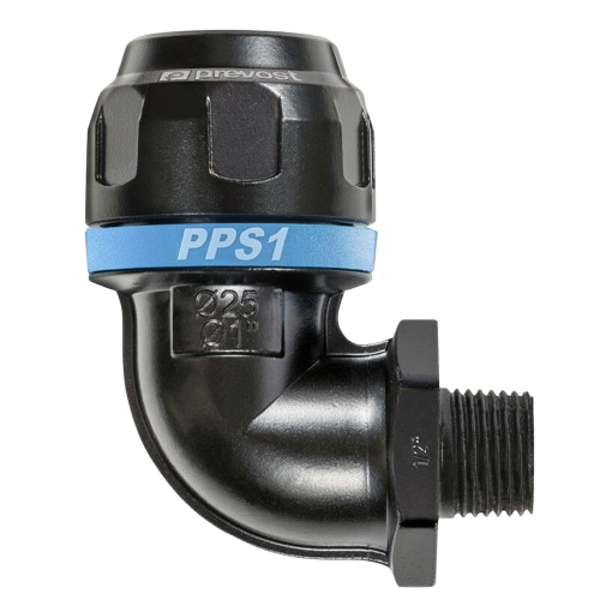 PPS1 9CM / Aluminiumrohr-Winkel 90° mit konischem AG