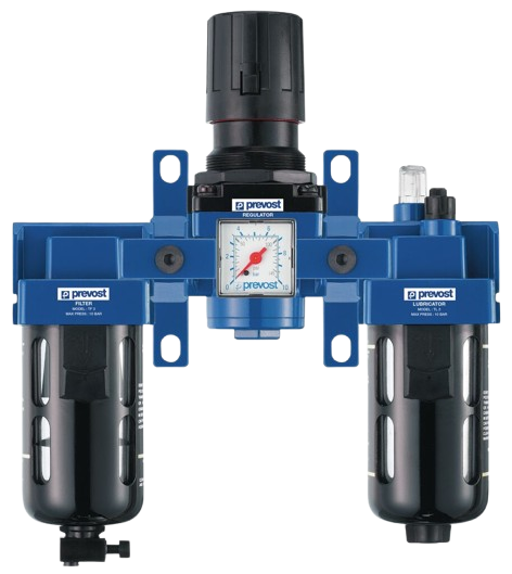 ALTO - Dreifachblock - Filterregler, Manometer und Öler mit Wandbefestigungsset