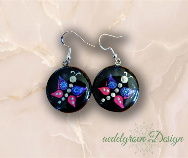 Sweet earrings made of stainless steel and silver - Dot-Art Painting