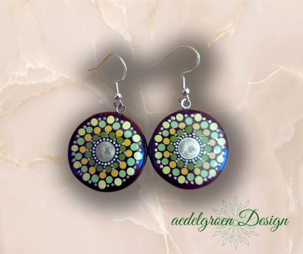 Sweet earrings made of stainless steel and silver - Dot-Art Painting