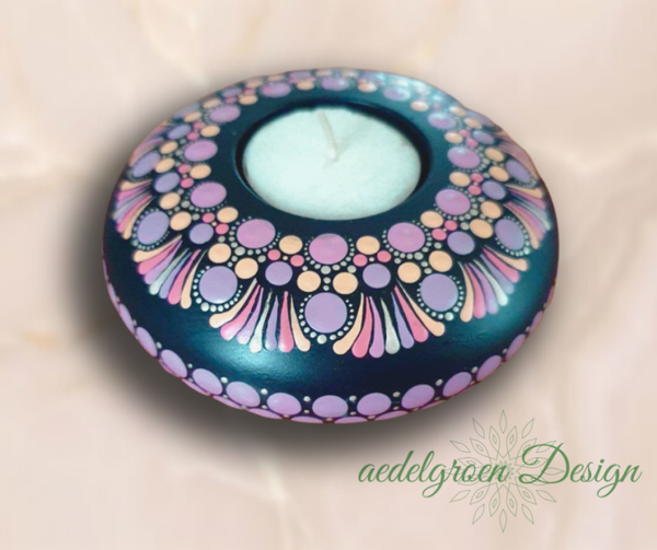 Tealightholder "lilac Rose" - Handmade in Dotpainting Style
