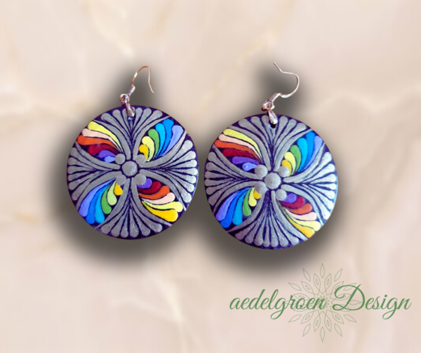Earrings "Colourful swirl" 40mm