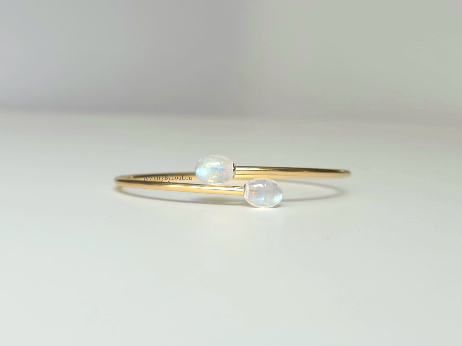 Regenboog Maansteen bangle armband, 14k goldfilled