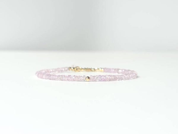 Lavendel saffier kralen armband, 14k goldfilled - 925 sterling zilver