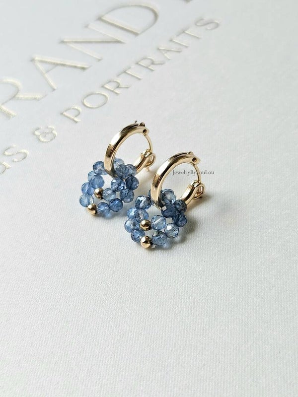 Santa Maria Aquamarine earrings - hoops, 14k gold-filled - 925 sterling silver