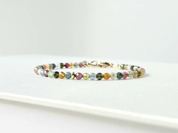 Multi Tourmaline bracelet, 14k gold-filled - 925 sterling silver