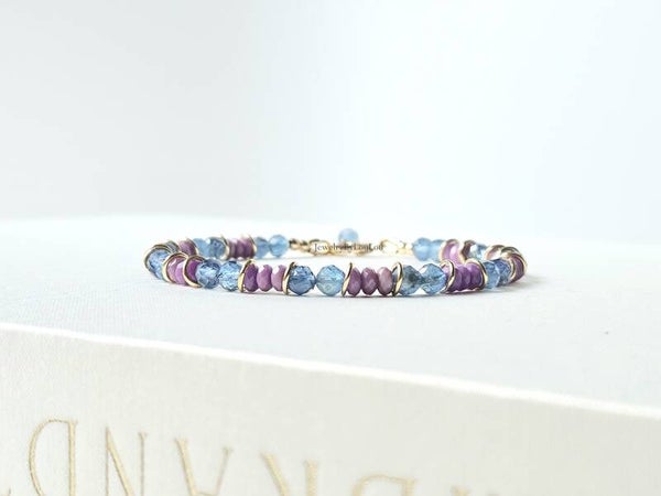 Santa Maria Aquamarine and Phosphosiderite Bracelet 14k Gold Filled - 925 Sterling Silver