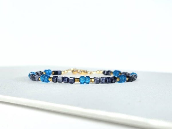 Blue sapphire and neon apatite bracelet 14k gold-filled - 925 sterling silver