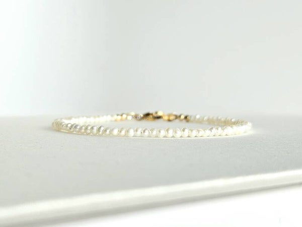 Freshwaterpearl beaded bracelet 2mm, 14k goldfilled - 925 sterling silver