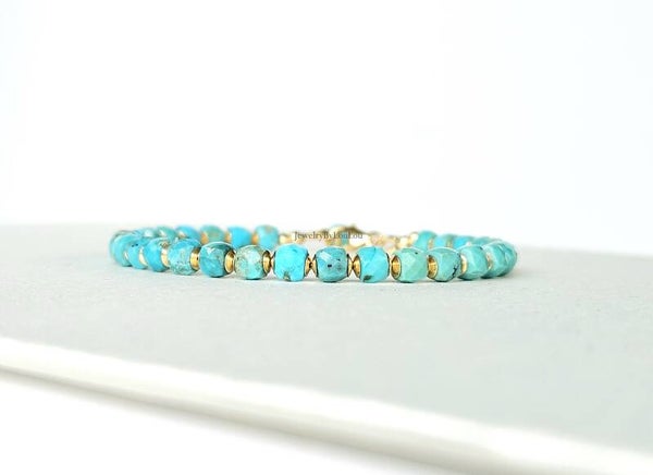 Arizona Turquoise beaded bracelet, 14k gold-filled