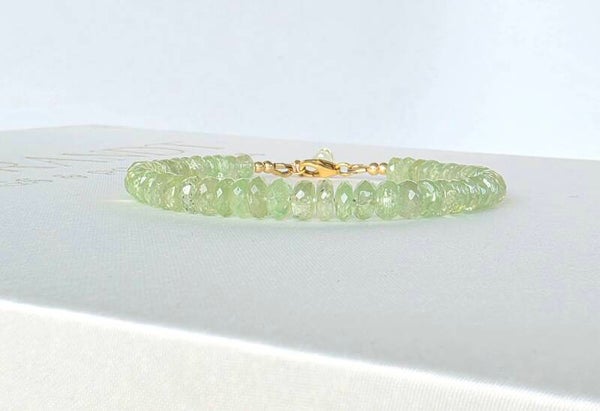 Soft green Tsavorite beaded bracelet, 14k gold-filled - 925 sterling silver